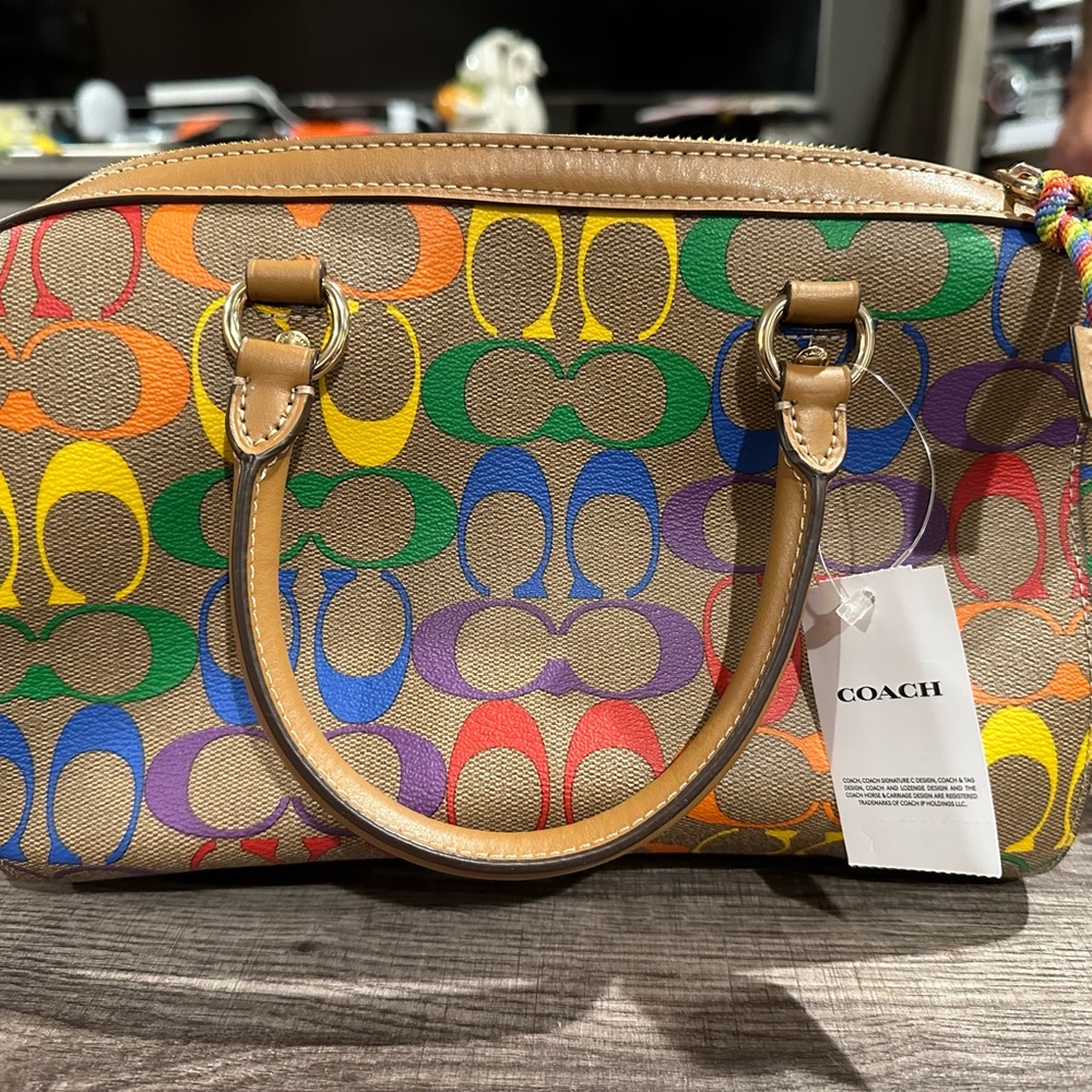 Medium size rainbow pride edition coach purse